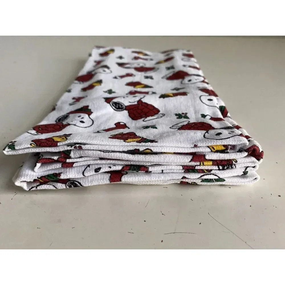 2 Pack Peanuts Snoopy Woodstock Puffy Coat Christmas Kitchen Towels 16 X 26
